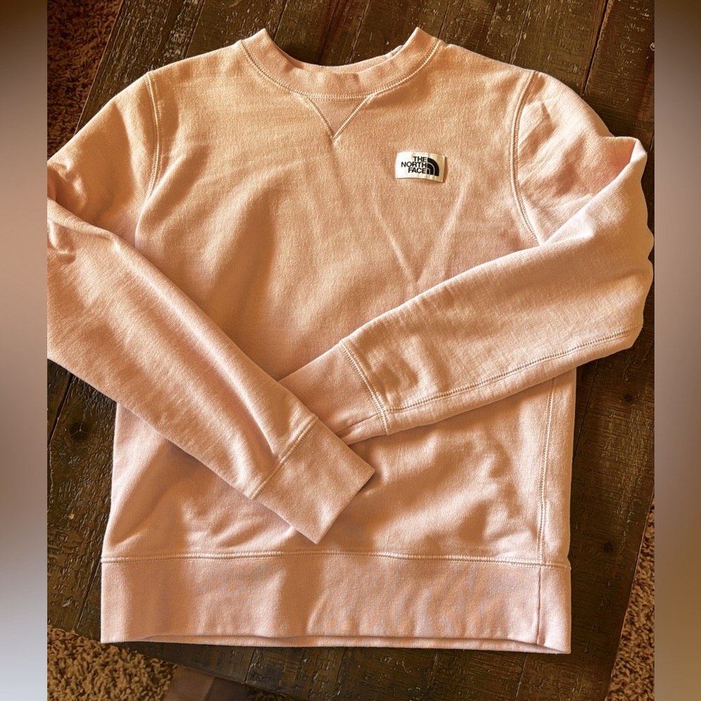baby pink women’s north face sweatshirt
